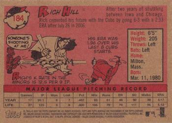 2007 Topps Heritage #184 Rich Hill Back