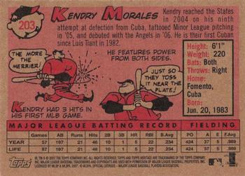 2007 Topps Heritage #203 Kendry Morales Back