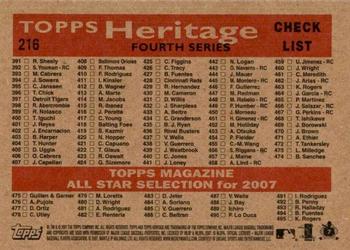 2007 Topps Heritage #216 St. Louis Cardinals Back