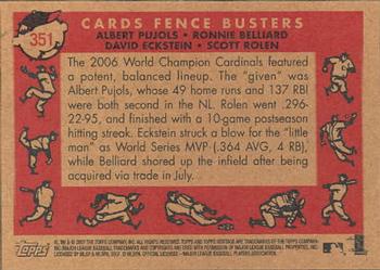 2007 Topps Heritage #351 Cards Fence Busters (Albert Pujols / Ronnie Belliard / Scott Rolen / David Eckstein) Back
