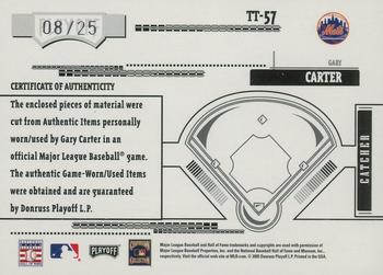 2005 Playoff Absolute Memorabilia - Tools of the Trade Autograph Swatch Triple #TT-57 Gary Carter Back