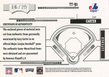 2005 Playoff Absolute Memorabilia - Tools of the Trade Autograph Swatch Triple #TT-91 Gary Carter Back