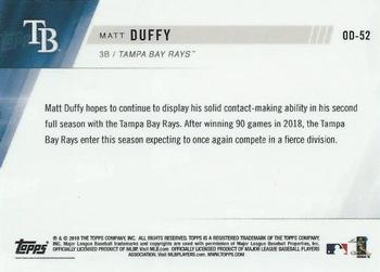 2019 Topps Now Road to Opening Day Tampa Bay Rays #OD-52 Matt Duffy Back