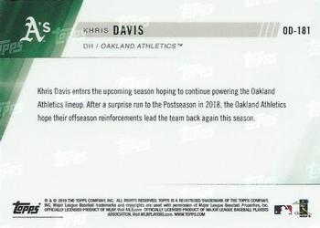 2019 Topps Now Road to Opening Day Oakland Athletics #OD-181 Khris Davis Back
