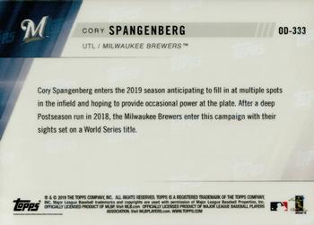 2019 Topps Now Road to Opening Day Milwaukee Brewers #OD-333 Cory Spangenberg Back