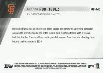 2019 Topps Now Road to Opening Day San Francisco Giants #OD-445 Dereck Rodriguez Back