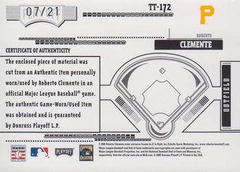 2005 Playoff Absolute Memorabilia - Tools of the Trade Bat Red #TT-172 Roberto Clemente Back