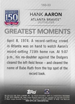 2019 Topps - 150 Years of Professional Baseball Green #150-33 Hank Aaron Back