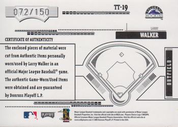 2005 Playoff Absolute Memorabilia - Tools of the Trade Swatch Double #TT-19 Larry Walker Back