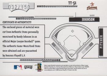 2005 Playoff Absolute Memorabilia - Tools of the Trade Swatch Double #TT-51 Randy Johnson Back