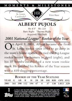 2007 Topps Moments & Milestones #1-8 Albert Pujols Back