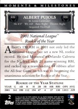 2007 Topps Moments & Milestones #2-5 Albert Pujols Back