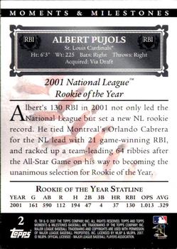 2007 Topps Moments & Milestones #2-40 Albert Pujols Back