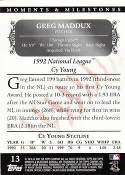 2007 Topps Moments & Milestones #13-22 Greg Maddux Back