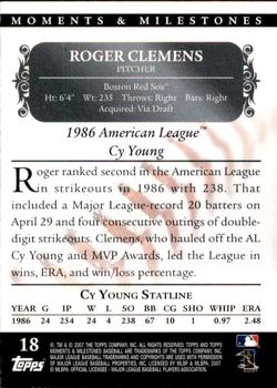 2007 Topps Moments & Milestones #18-14 Roger Clemens Back