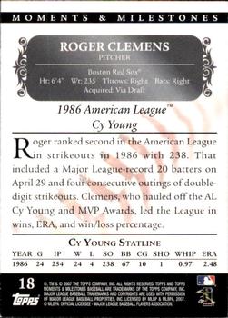 2007 Topps Moments & Milestones #18-20 Roger Clemens Back