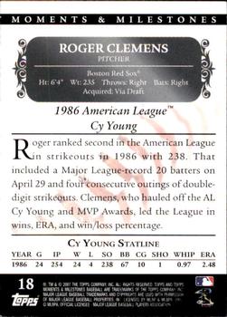 2007 Topps Moments & Milestones #18-44 Roger Clemens Back