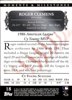 2007 Topps Moments & Milestones #18-52 Roger Clemens Back