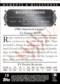 2007 Topps Moments & Milestones #18-53 Roger Clemens Back