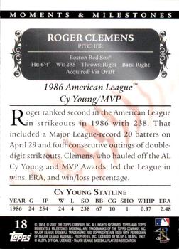 2007 Topps Moments & Milestones #18-86 Roger Clemens Back