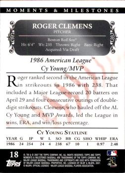 2007 Topps Moments & Milestones #18-87 Roger Clemens Back