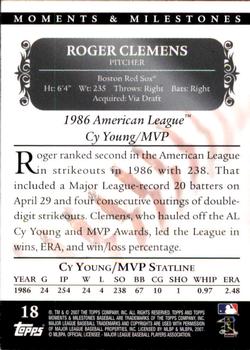 2007 Topps Moments & Milestones #18-118 Roger Clemens Back