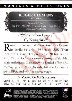 2007 Topps Moments & Milestones #18-122 Roger Clemens Back