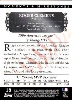 2007 Topps Moments & Milestones #18-127 Roger Clemens Back