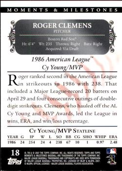 2007 Topps Moments & Milestones #18-143 Roger Clemens Back