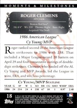 2007 Topps Moments & Milestones #18-163 Roger Clemens Back