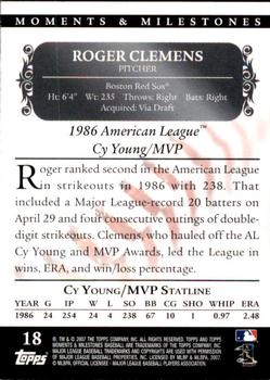 2007 Topps Moments & Milestones #18-171 Roger Clemens Back