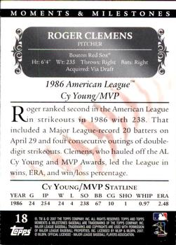 2007 Topps Moments & Milestones #18-209 Roger Clemens Back