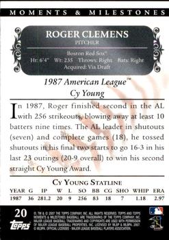 2007 Topps Moments & Milestones #20-9 Roger Clemens Back