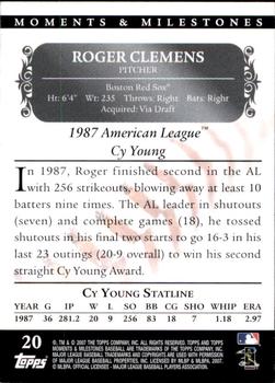 2007 Topps Moments & Milestones #20-21 Roger Clemens Back