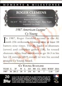 2007 Topps Moments & Milestones #20-22 Roger Clemens Back