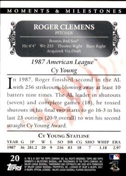 2007 Topps Moments & Milestones #20-33 Roger Clemens Back