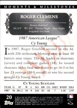 2007 Topps Moments & Milestones #20-49 Roger Clemens Back