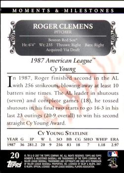 2007 Topps Moments & Milestones #20-74 Roger Clemens Back