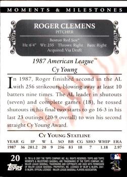 2007 Topps Moments & Milestones #20-107 Roger Clemens Back