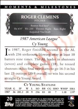 2007 Topps Moments & Milestones #20-114 Roger Clemens Back