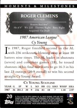 2007 Topps Moments & Milestones #20-130 Roger Clemens Back