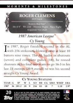 2007 Topps Moments & Milestones #20-189 Roger Clemens Back