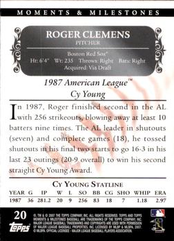 2007 Topps Moments & Milestones #20-196 Roger Clemens Back