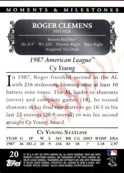 2007 Topps Moments & Milestones #20-214 Roger Clemens Back