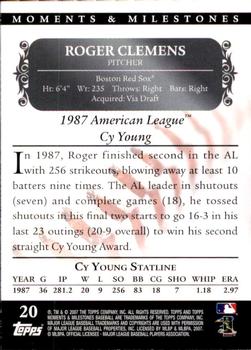 2007 Topps Moments & Milestones #20-215 Roger Clemens Back