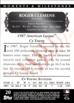 2007 Topps Moments & Milestones #20-224 Roger Clemens Back