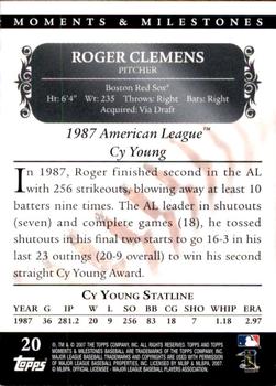 2007 Topps Moments & Milestones #20-235 Roger Clemens Back