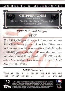 2007 Topps Moments & Milestones #22-40 Chipper Jones Back