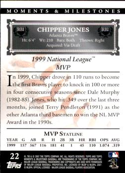 2007 Topps Moments & Milestones #22-57 Chipper Jones Back