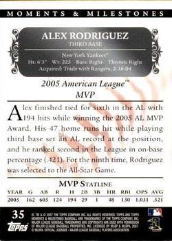 2007 Topps Moments & Milestones #35-94 Alex Rodriguez Back